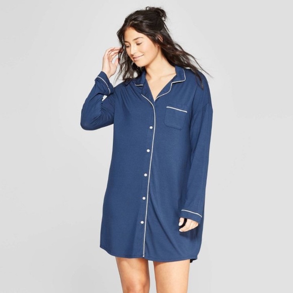 stars above Other - Stars Above Button Down Sleep Shirt in Blue